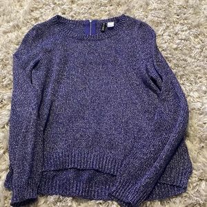 H&M purple sparkly sweater with zipper in the back size 10